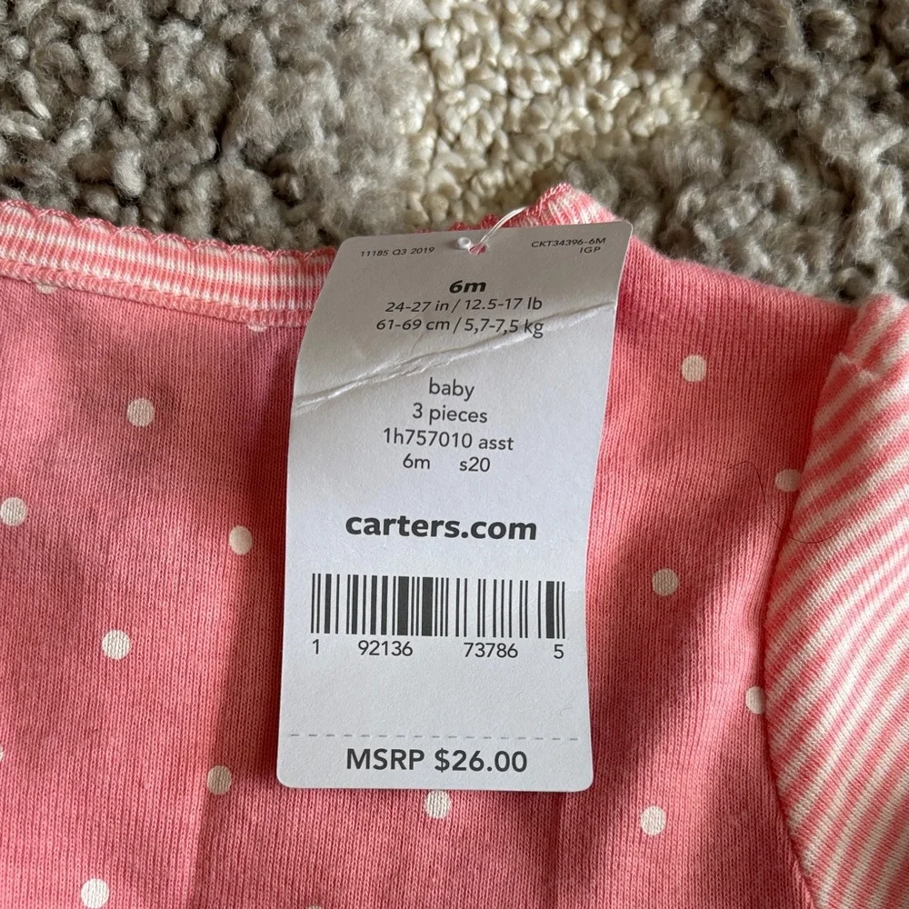 Carter's Pink Striped and Polka Dot Tee